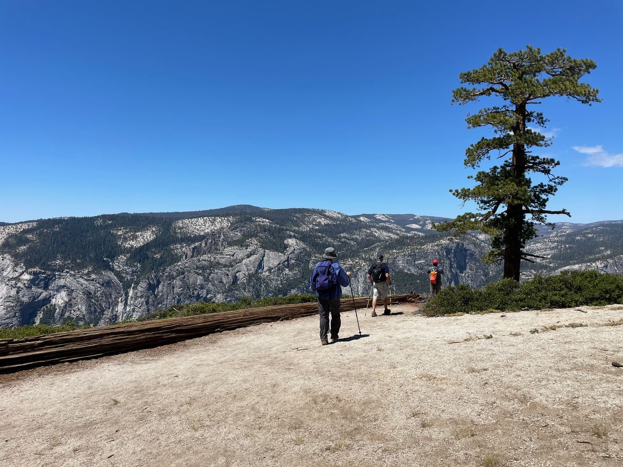 The hiking along the trail from Sentinel Dome to Taft Point