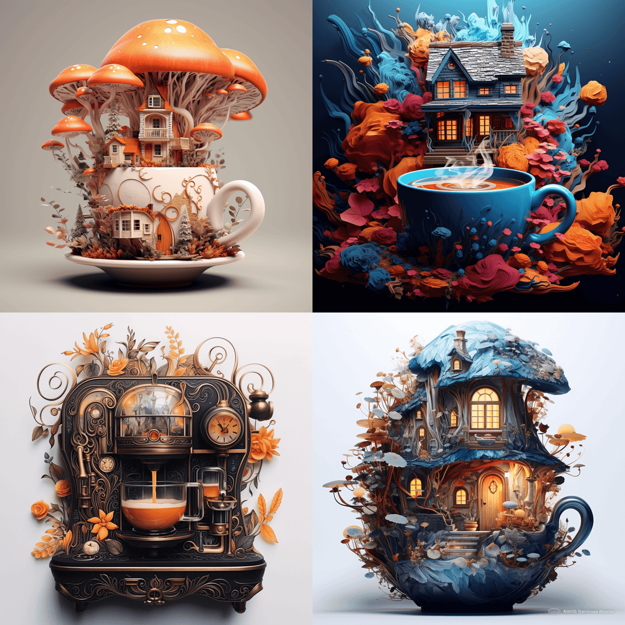 Midjourney result for coffee house