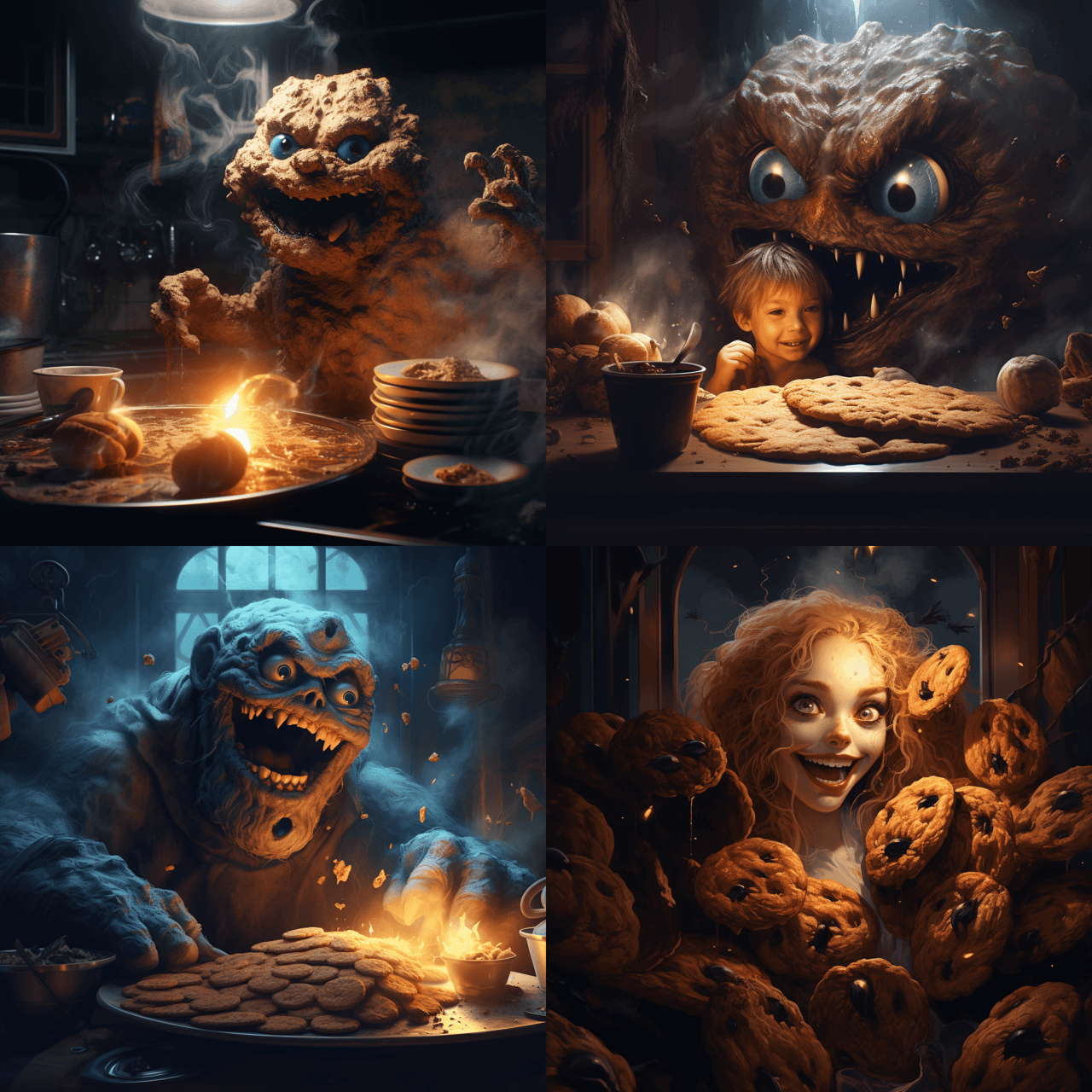 Midjourney result for cookie monster