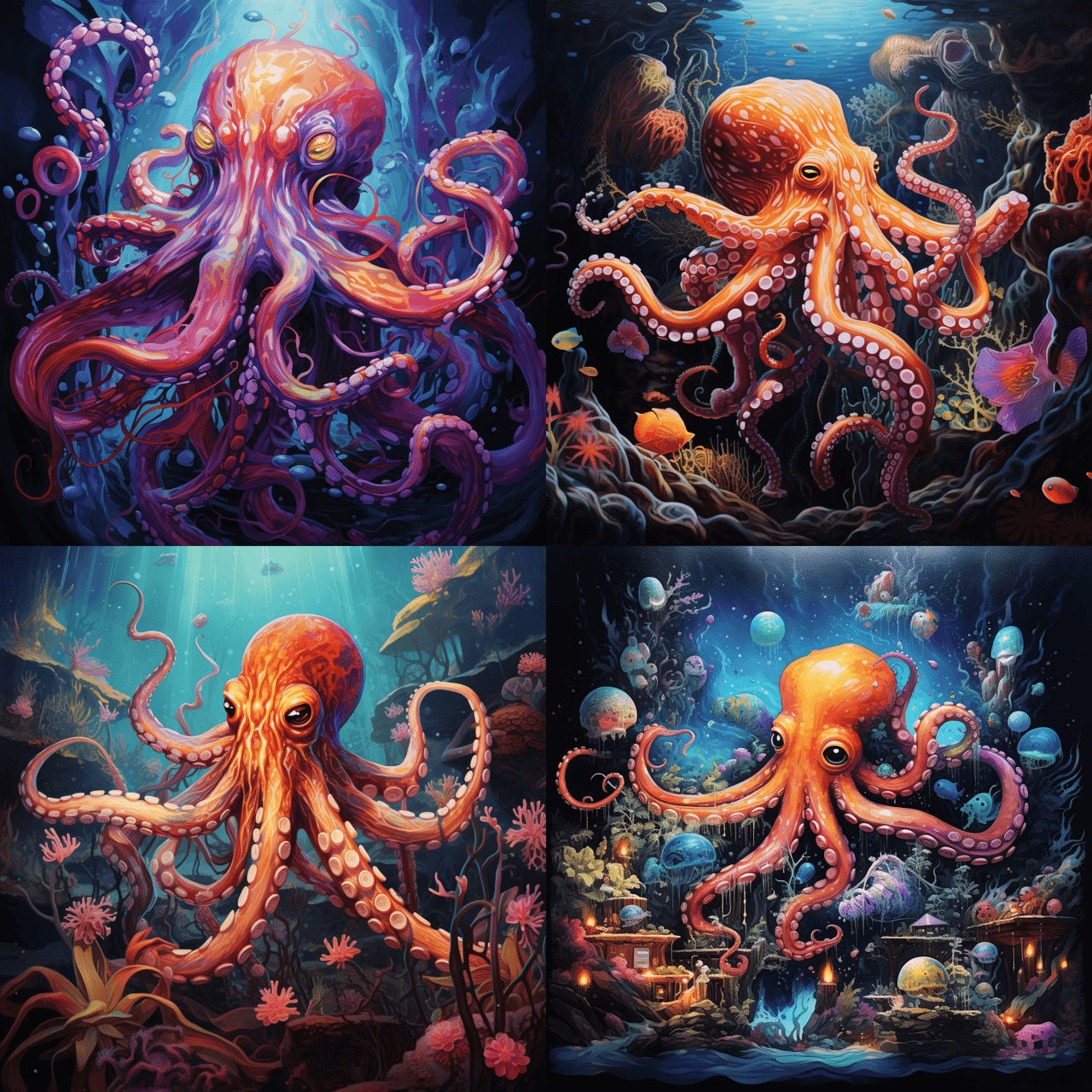 Midjourney result for octopus emoji