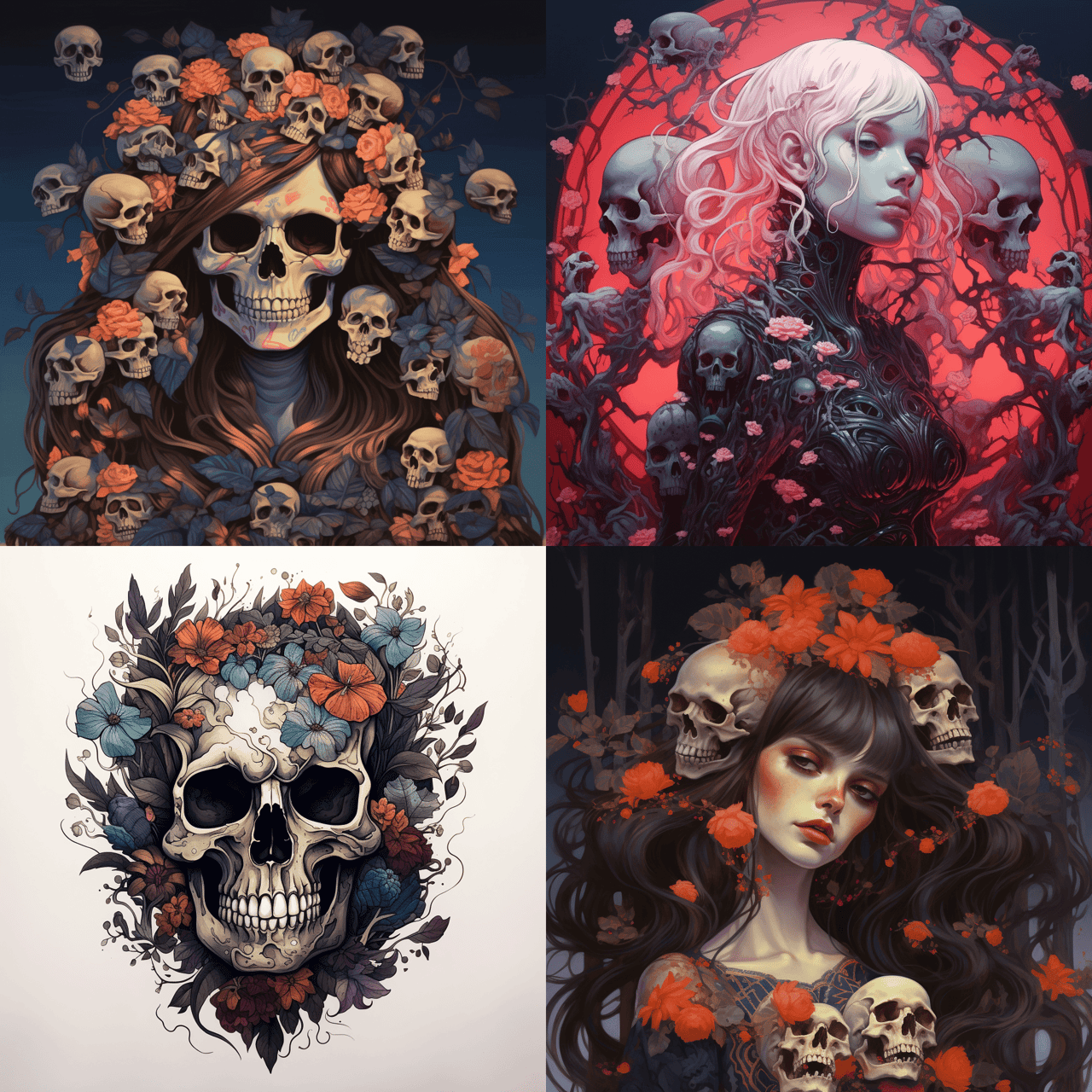 Midjourney result for skull emoji