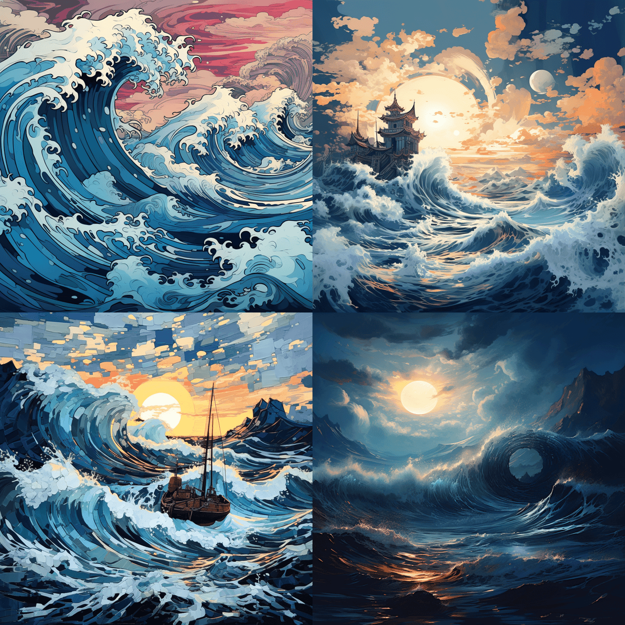Midjourney result for wave emoji