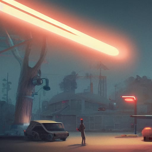 A glowing streak appears in the sky. A person watches it from below