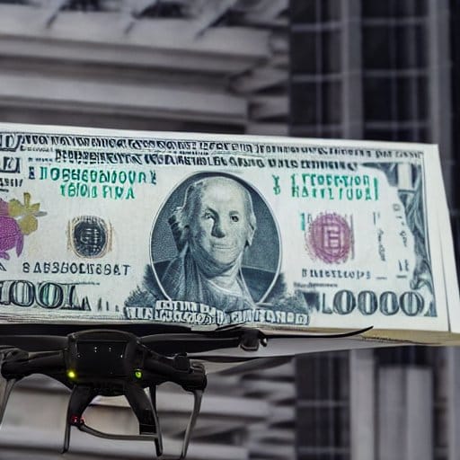 A drone picks up a gigantic $10,000 bill