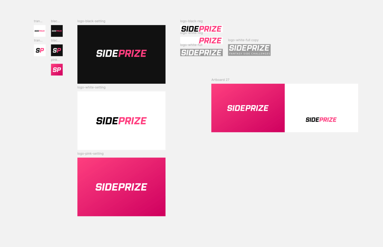 Early SidePrize logo concepts