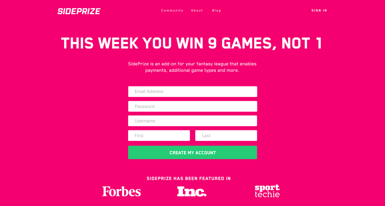 SidePrize website fall 2015 branding update