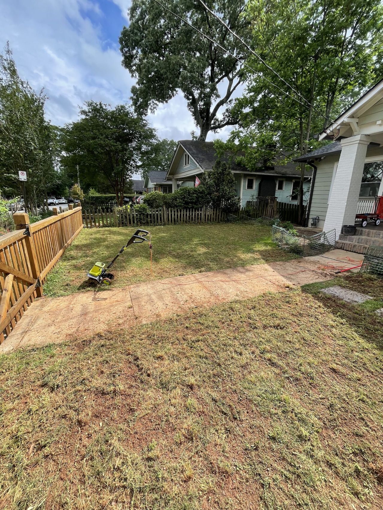 Lawn after the second pass with the tiller