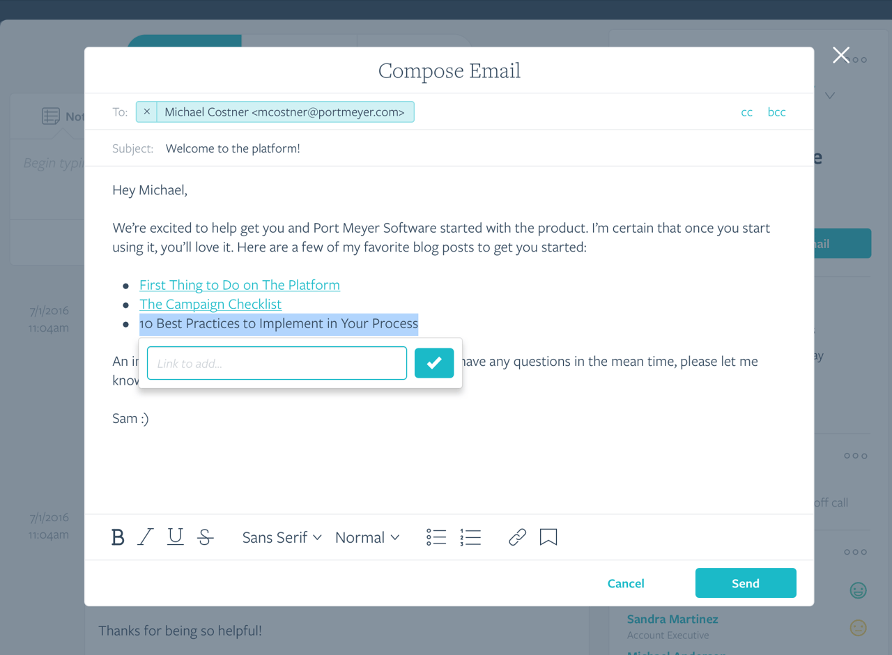 Compose Enter Link