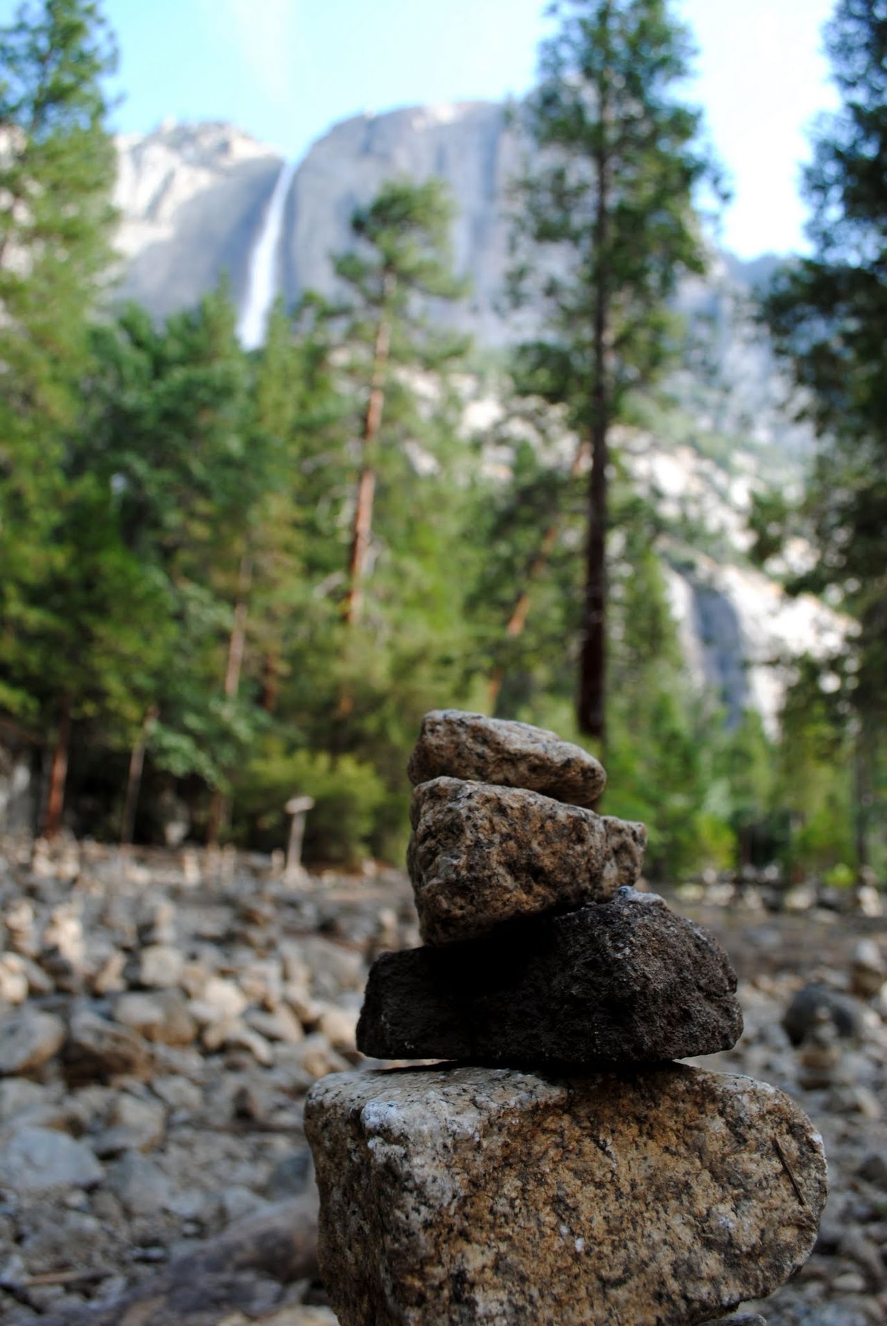 A stack of rocks used as a trail marker.