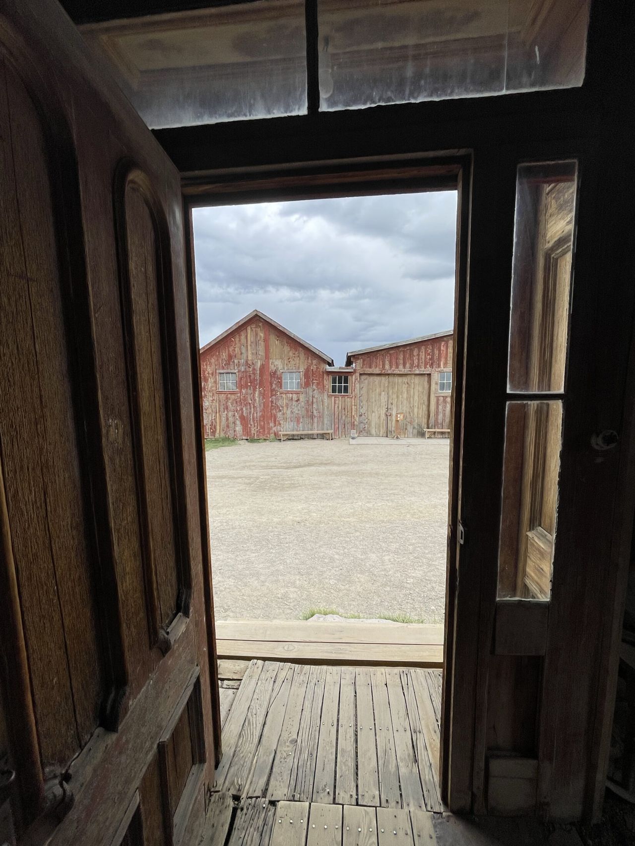 A doorframe looking outside.