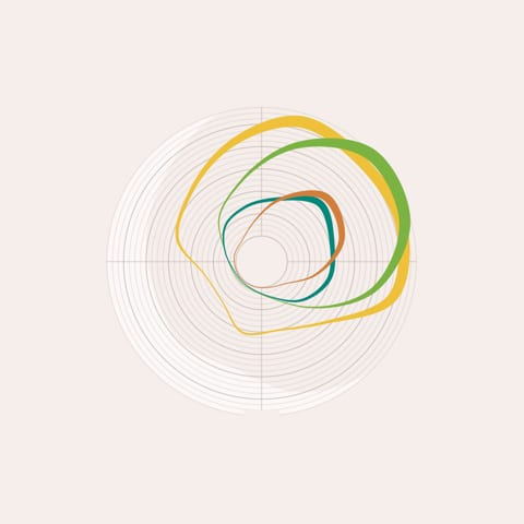 Radial chart of colored loops on concentric rings showing seasonal camping trends