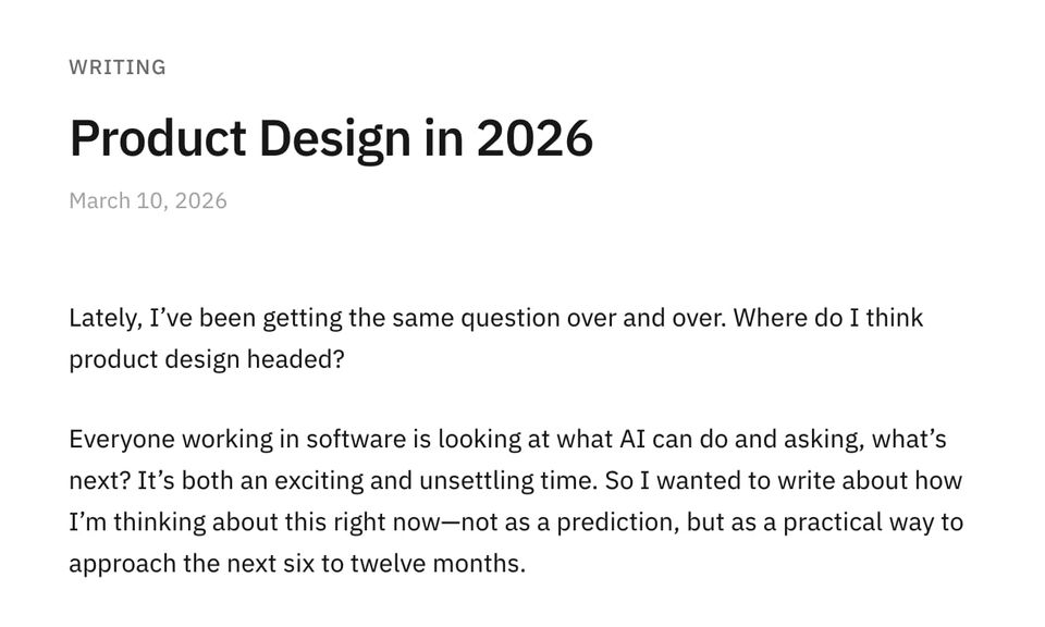 The same Product Design in 2026 blog post set in IBM Plex Sans
