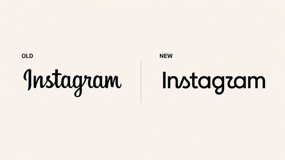 Side-by-side comparison of the old cursive Instagram wordmark and the new cleaner Instagram wordmark