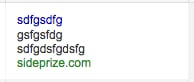 Placeholder text ad with gibberish headline sdfgsdfg and the URL sideprize.com