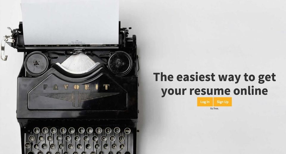 Copycat page with the same typewriter photo reading The easiest way to get your resume online
