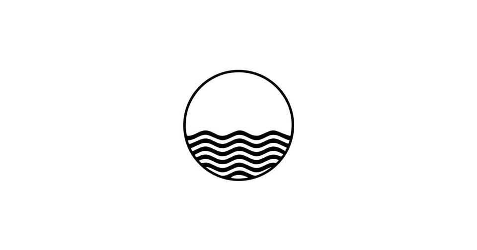 Noon Pacific logo, a black circle outline with wavy lines filling its lower half