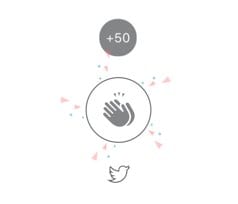 Medium clap button with a +50 counter and confetti