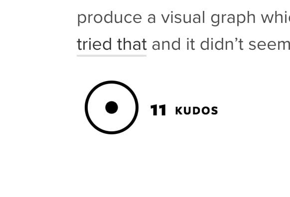 Svbtle Kudos button, a circle with a dot, labeled 11 KUDOS
