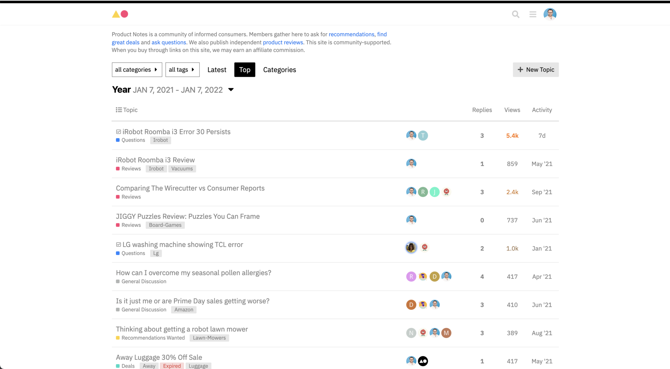 Product Notes Homepage