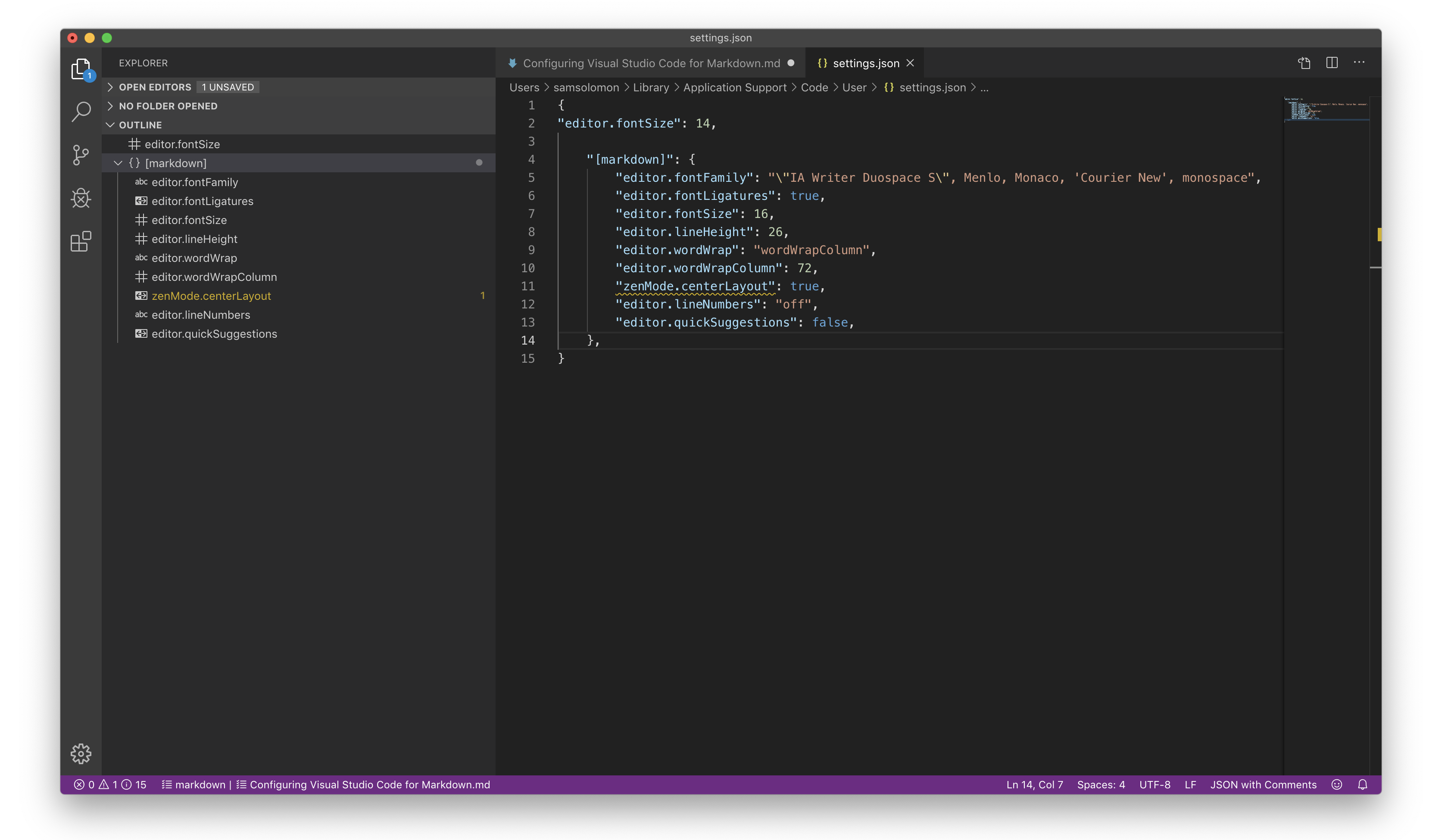 VS Code Settings.