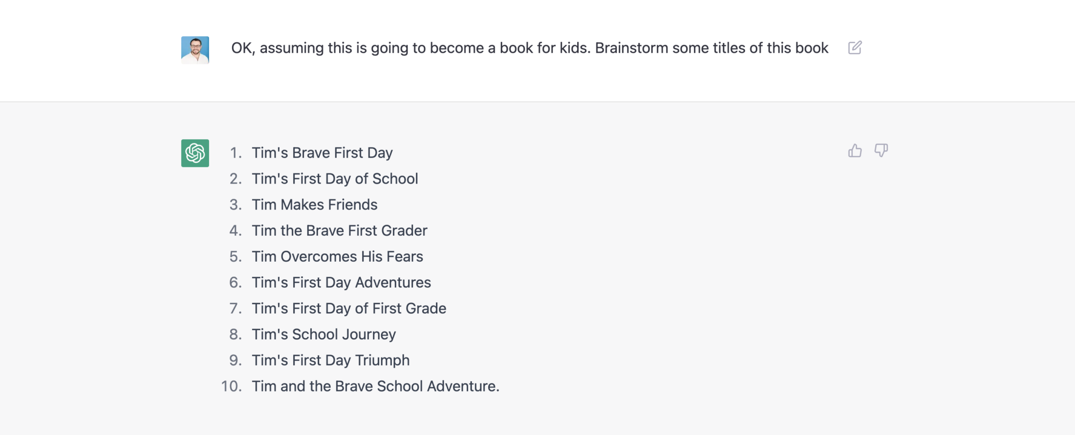 Brainstorm some titles for this children's book.