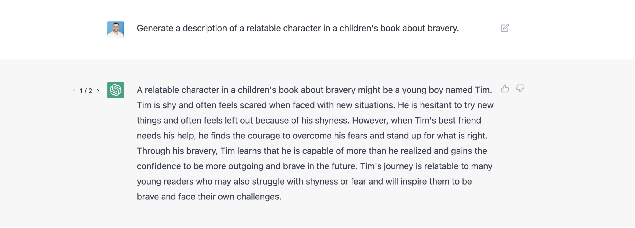 Ask ChatGPT to generate a description of a relatable protagonist for a children's book.