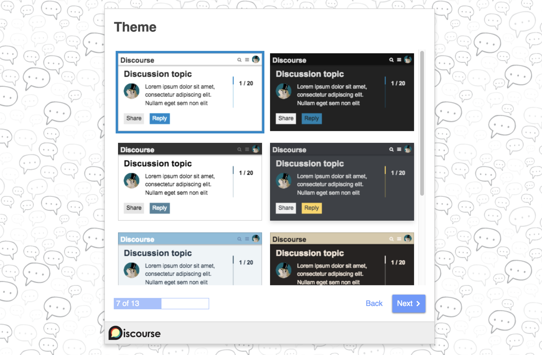 discourse setup theme