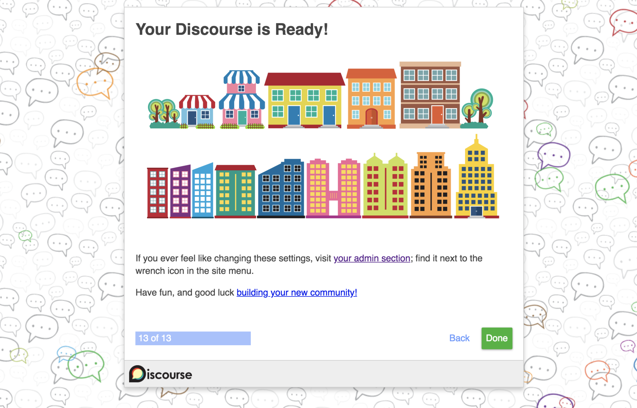 setup discourse wizard complete