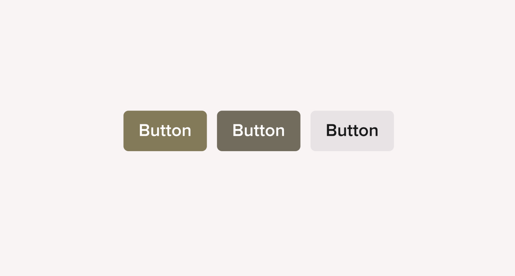 Three UI buttons labeled "Button" in olive, dark gray, and light gray styles
