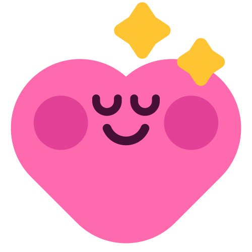 Cute illustration of a heart with a face blushing.
